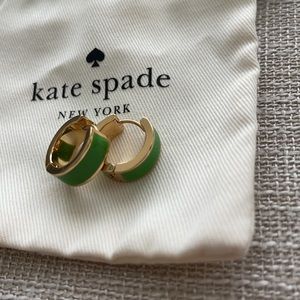 Kate Spade green enamel with gold trim earrings